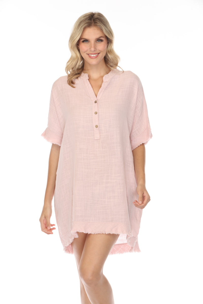 Pink Fringe detailed tunic / dress