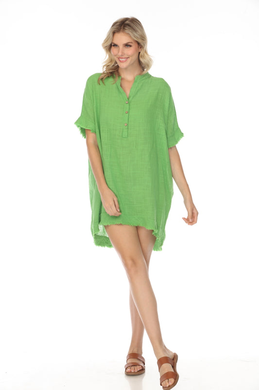 Lime Green Fringe detailed tunic / dress