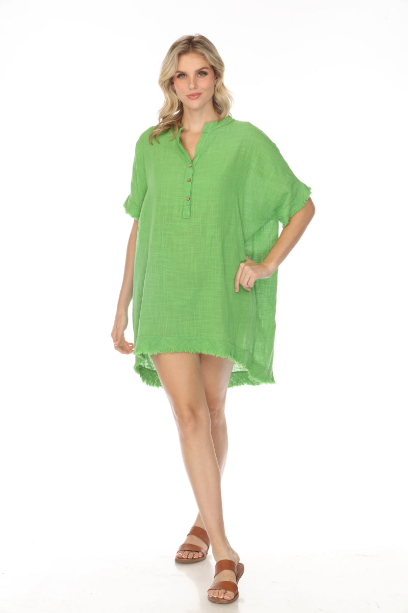 Lime Green Fringe detailed tunic / dress