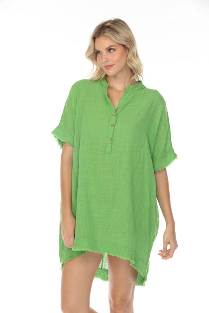 Lime Green Fringe detailed tunic / dress