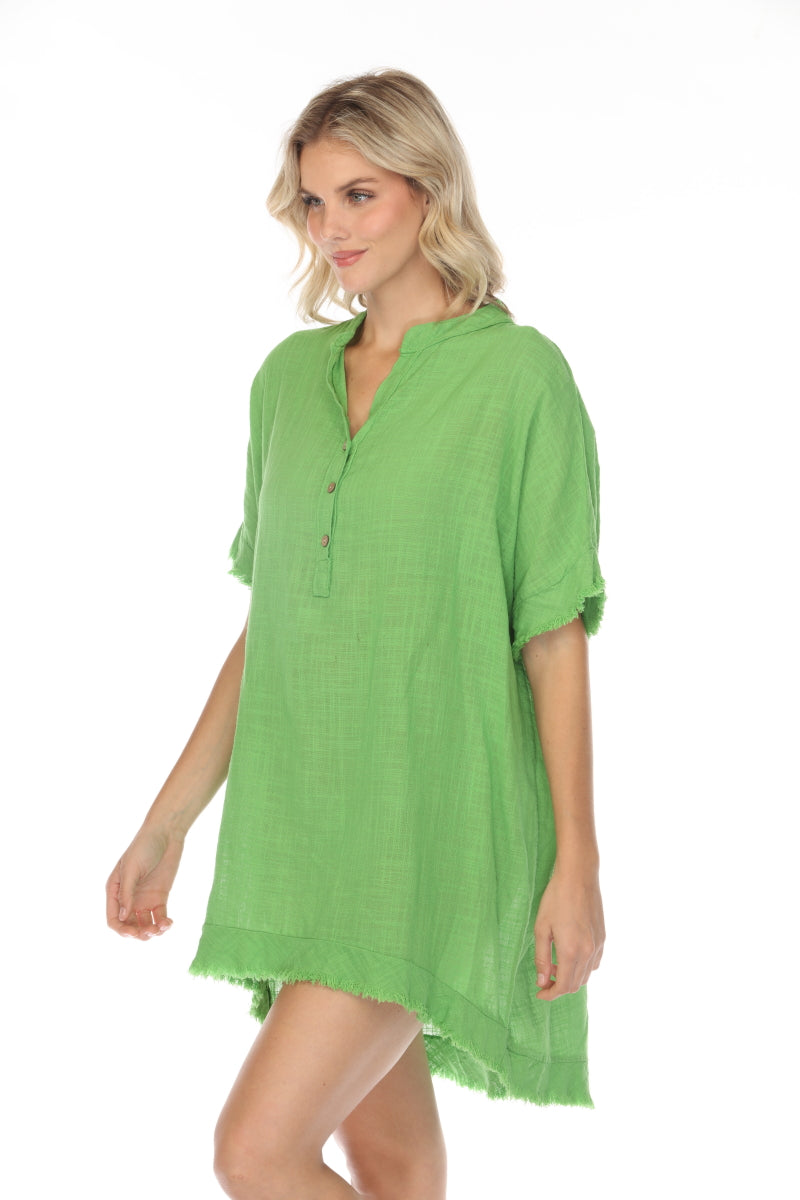 Lime Green Fringe detailed tunic / dress