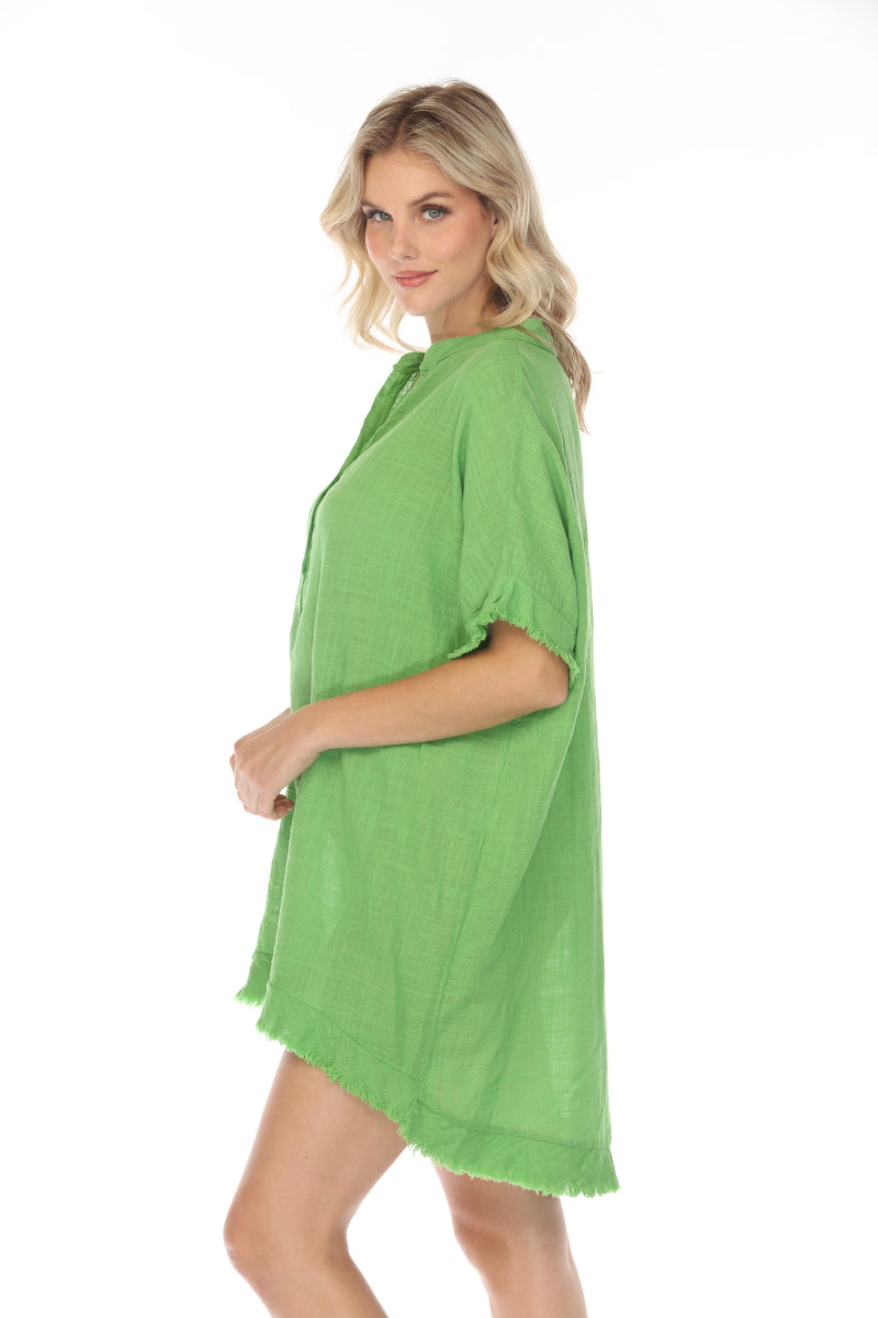 Lime Green Fringe detailed tunic / dress