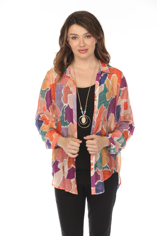 Multi Colour Spotted Collared Top/Shirt