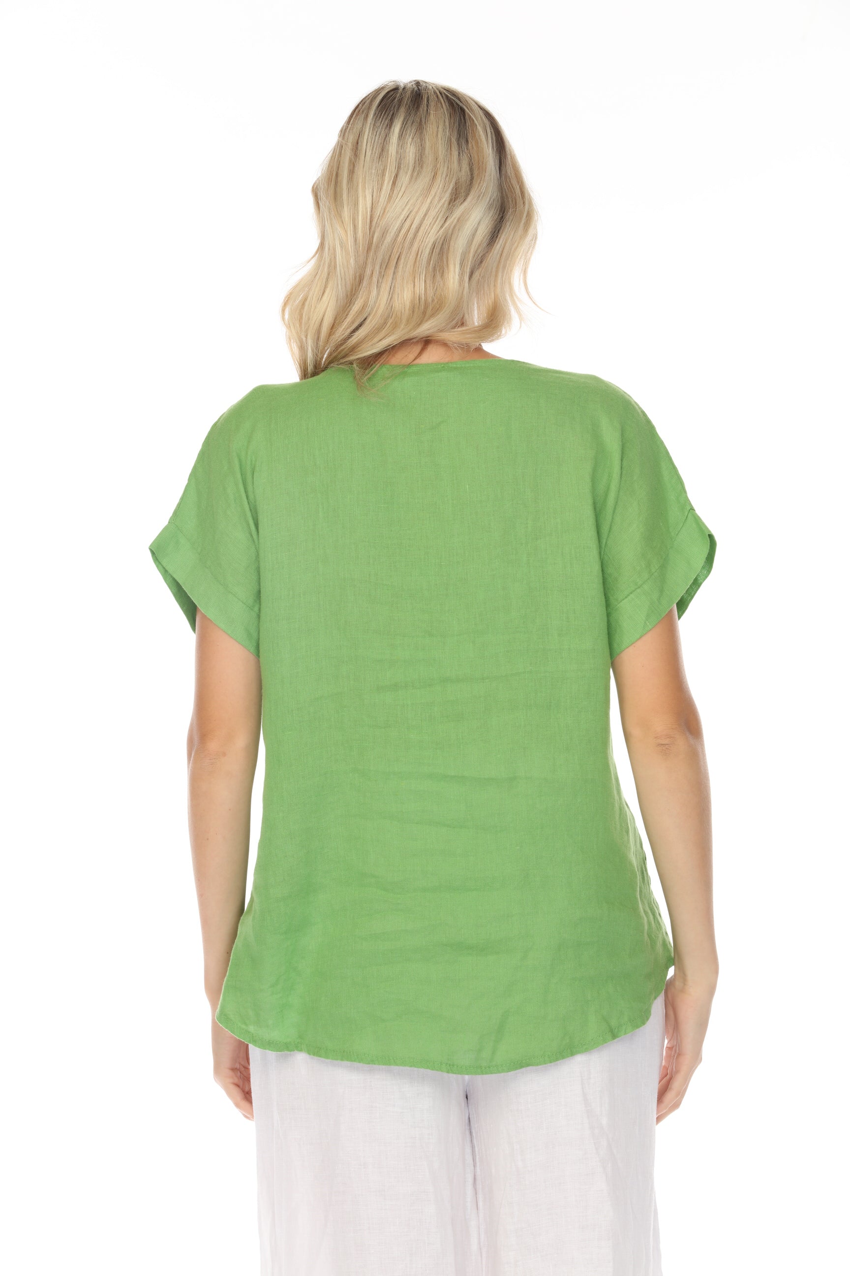 Moss Green Short Sleeves Top with Side Buttons