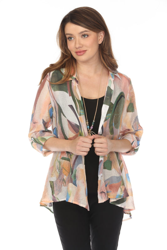 Green & Earth tone Button Front Top