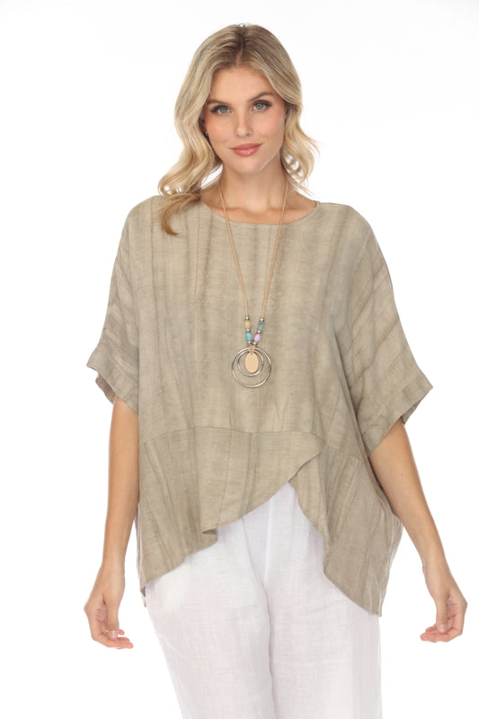 Taupe Asymmetrical Half Sleeves Top