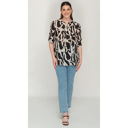 Black & White Abstract Print Button Top