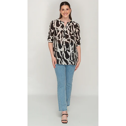 Black & White Abstract Print Button Top
