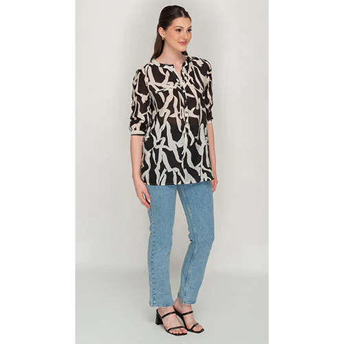 Black & White Abstract Print Button Top