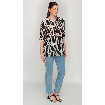 Black & White Abstract Print Button Top