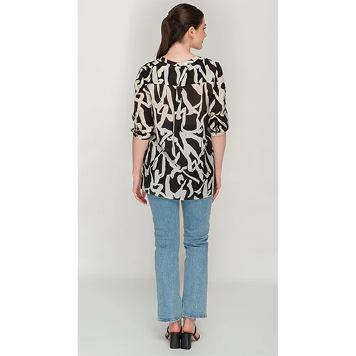 Black & White Abstract Print Button Top