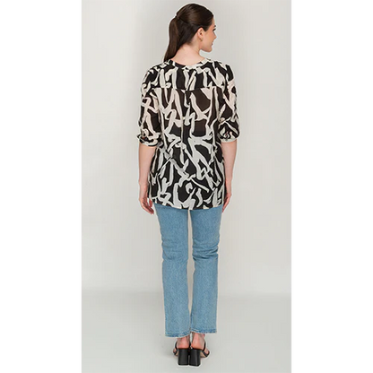 Black & White Abstract Print Button Top