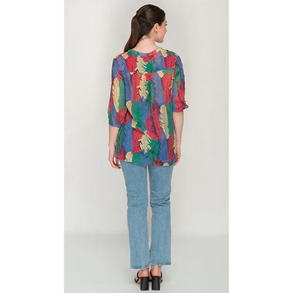 Leaf Patterned Button Top For Womens