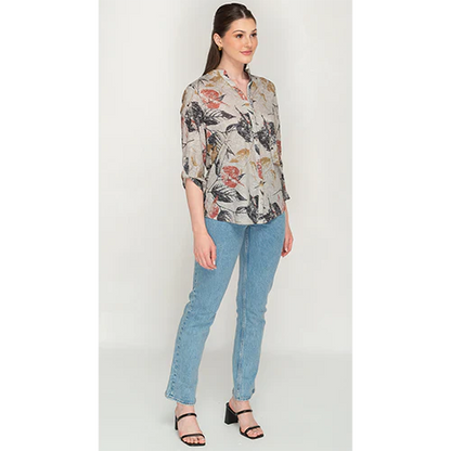 Grey Accent Leafy Chic Top