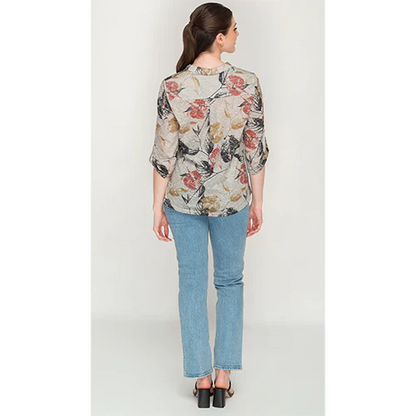 Grey Accent Leafy Chic Top