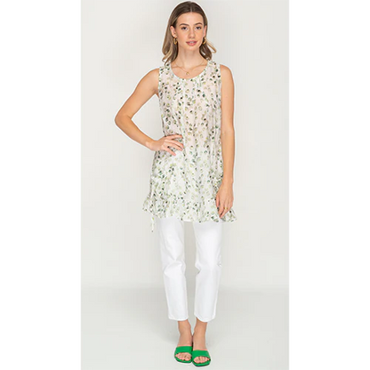 Off White Green Leafy Charm Tunic/ Top