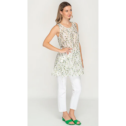 Off White Green Leafy Charm Tunic/ Top