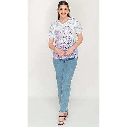 Purple White Bloom Fusion Top
