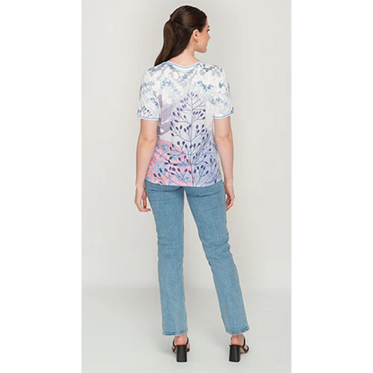 Purple White Bloom Fusion Top