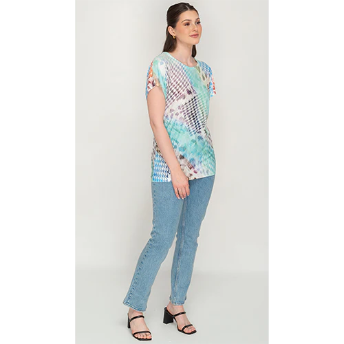 Short Teal modern Printed Top