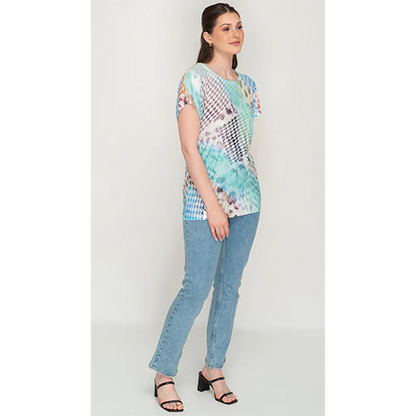 Short Teal modern Printed Top