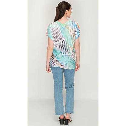 Short Teal modern Printed Top