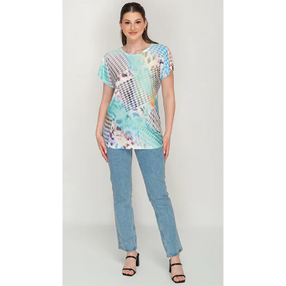 Short Teal modern Printed Top