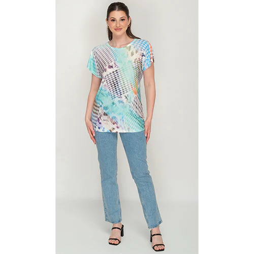 Short Teal modern Printed Top