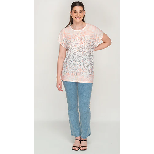 Peach Leopard  Printed Top