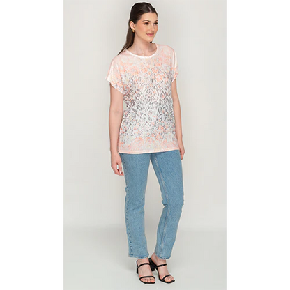 Peach Leopard  Printed Top
