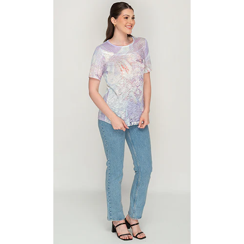 Purple Botanical Print Fashion Top
