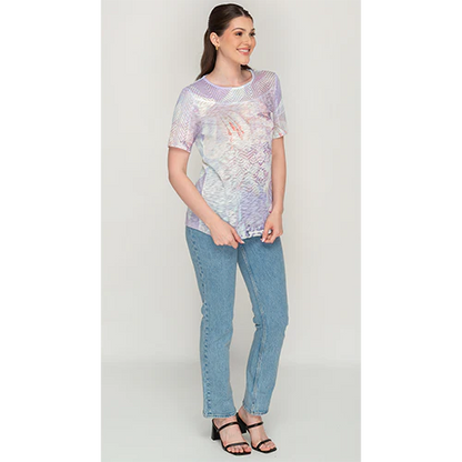Purple Botanical Print Fashion Top