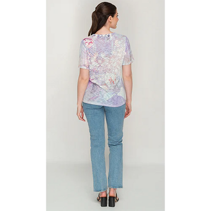 Purple Botanical Print Fashion Top