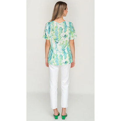 Green cloud Printed Mesh Top