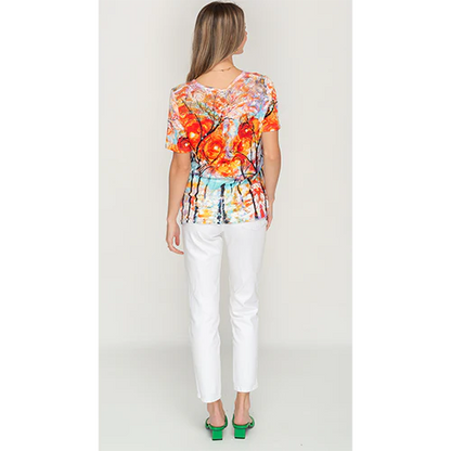Multi Coloured Artsy Trees Short Sleeve Top