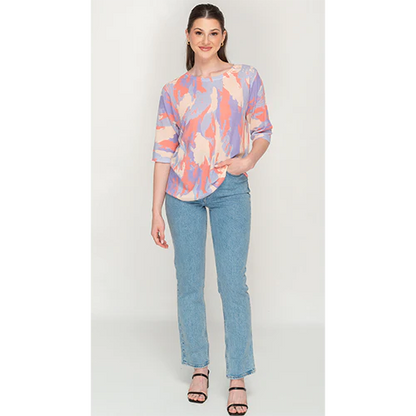 Abstract Mesh Blue and Peach Top