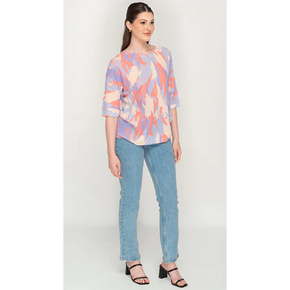 Abstract Mesh Blue and Peach Top