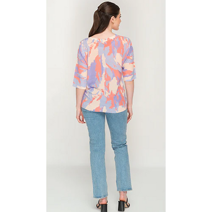 Abstract Mesh Blue and Peach Top