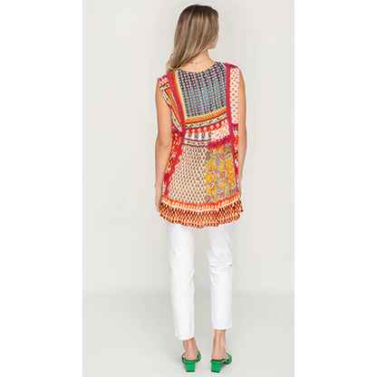 Red Multi Sleeveless Tunic / Top