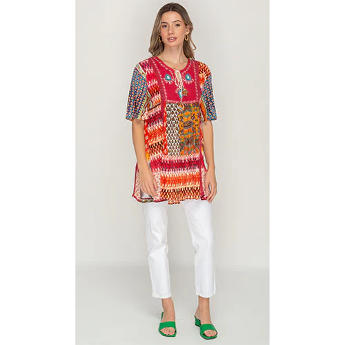 Red  Printed boho Tunic/ Top