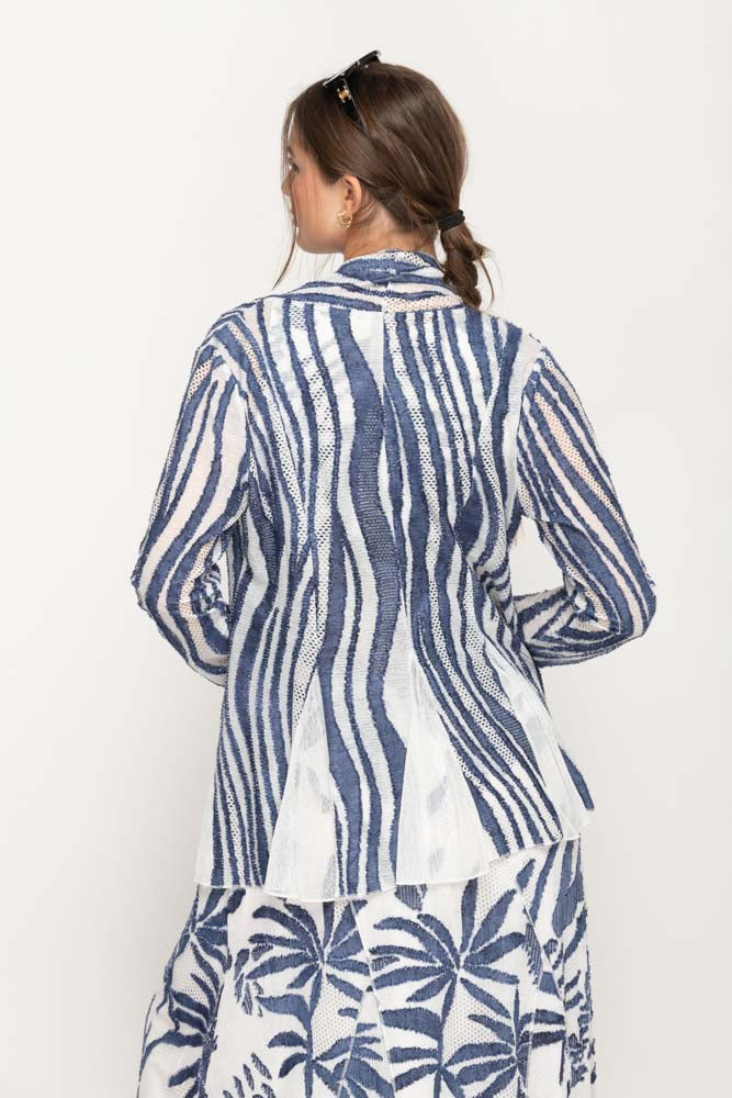 Navy and White Textured Cardigan