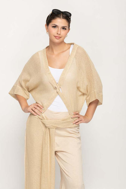 Beige Sleeves Cardigan