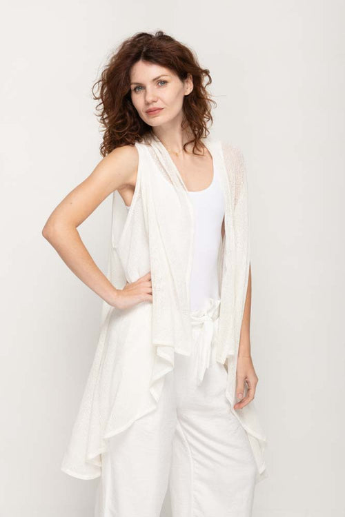 White sleeveless cardigan