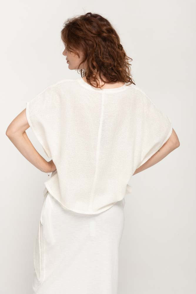 White oversized mesh top