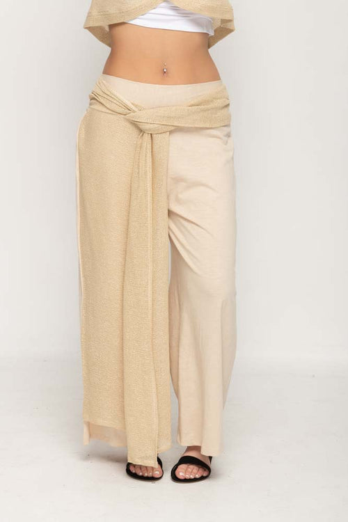 Front Tie Two Texture Pants