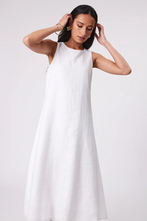 White Frayed Style Ruffle Hem Dress