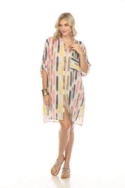 Off White Button Shirt Dress Roll up sleeves