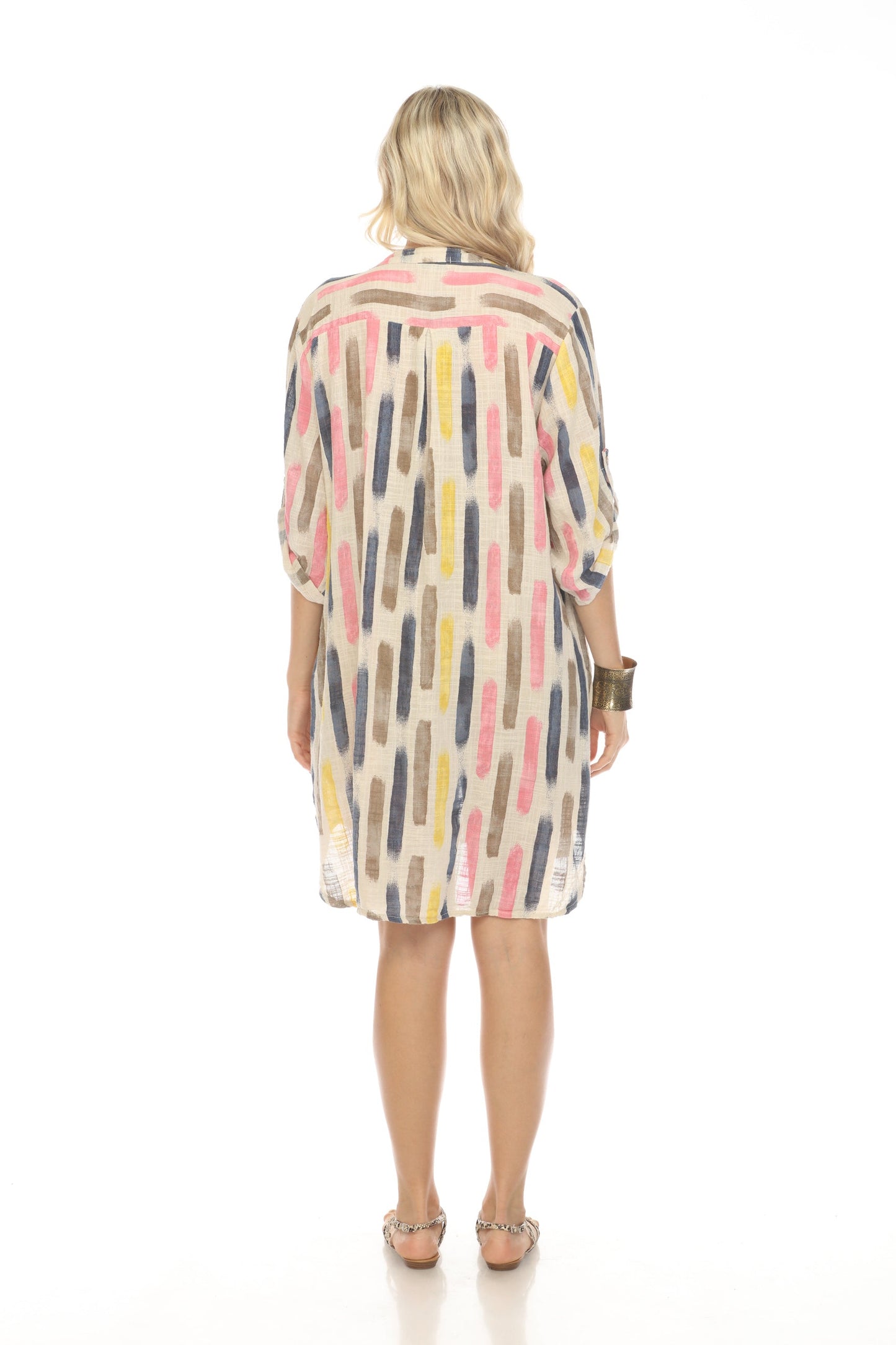 Off White Button Shirt Dress Roll up sleeves