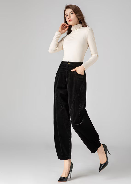 Black Corduroy Pant With Pockets